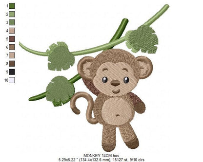 Safari embroidery designs - Monkey embroidery design machine embroidery pattern - Animal embroidery file - Baby boy embroidery download pes