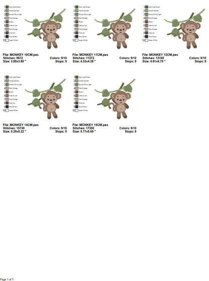 Safari embroidery designs - Monkey embroidery design machine embroidery pattern - Animal embroidery file - Baby boy embroidery download pes