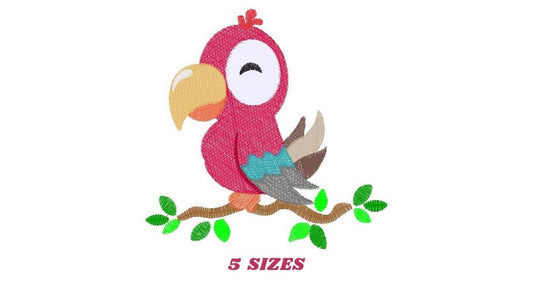 Parrot embroidery designs - Tropical Bird machine embroidery pattern - Baby girl and boy file - Instant digital download pes jef dst hus vp3