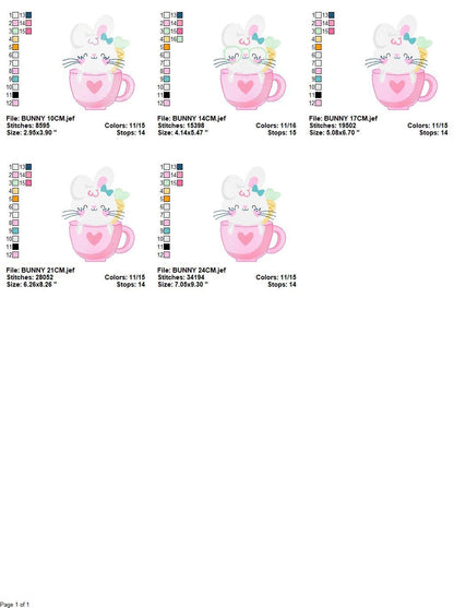 Easter Bunny embroidery design - Rabbit embroidery designs machine embroidery pattern - Baby girl embroidery file - Rabbit mug embroidery Marcia Embroidery