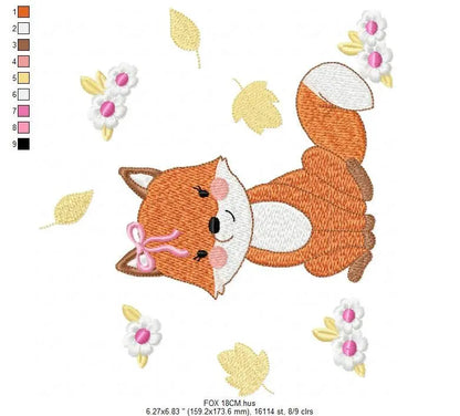 Fox embroidery designs - Red Fox embroidery design machine embroidery pattern - Animal embroidery file - Baby girl autumn design pes jef vp3 Marcia Embroidery