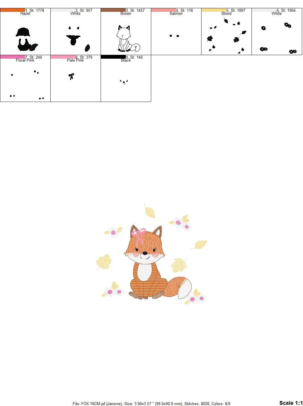 Fox embroidery designs - Red Fox embroidery design machine embroidery pattern - Animal embroidery file - Baby girl autumn design pes jef vp3 Marcia Embroidery