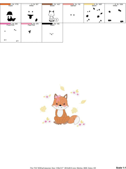 Fox embroidery designs - Red Fox embroidery design machine embroidery pattern - Animal embroidery file - Baby girl autumn design pes jef vp3 Marcia Embroidery