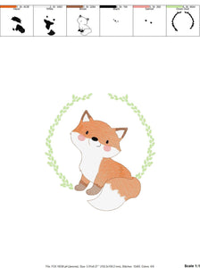 Fox embroidery designs - Red Fox embroidery design machine embroidery pattern - Animal embroidery file - Baby boy design pes jef vp3 frame