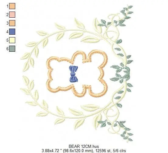 Bear embroidery designs - Laurel embroidery design machine embroidery pattern - wreath king bear applique design - baby boy embroidery file Marcia Embroidery