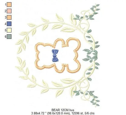 Bear embroidery designs - Laurel embroidery design machine embroidery pattern - wreath king bear applique design - baby boy embroidery file Marcia Embroidery