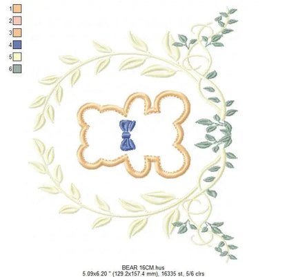 Bear embroidery designs - Laurel embroidery design machine embroidery pattern - wreath king bear applique design - baby boy embroidery file Marcia Embroidery