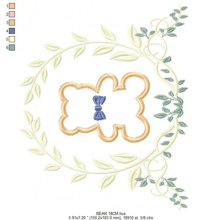 Bear embroidery designs - Laurel embroidery design machine embroidery pattern - wreath king bear applique design - baby boy embroidery file Marcia Embroidery