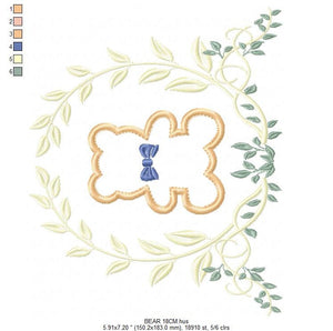 Bear embroidery designs - Laurel embroidery design machine embroidery pattern - wreath king bear applique design - baby boy embroidery file