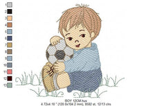 Carica l&#39;immagine nel visualizzatore di Gallery, Baby boy embroidery designs - Soccer embroidery design machine embroidery file - Boy with ball embroidery - Soccer player instant download
