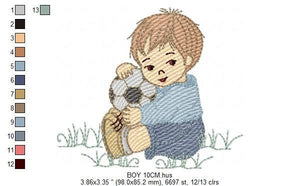 Baby boy embroidery designs - Soccer embroidery design machine embroidery file - Boy with ball embroidery - Soccer player instant download