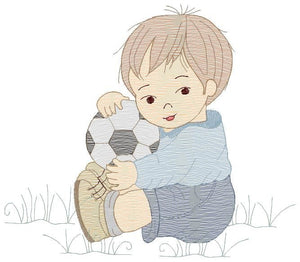 Baby boy embroidery designs - Soccer embroidery design machine embroidery file - Boy with ball embroidery - Soccer player instant download