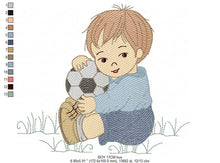 Carica l&#39;immagine nel visualizzatore di Gallery, Baby boy embroidery designs - Soccer embroidery design machine embroidery file - Boy with ball embroidery - Soccer player instant download
