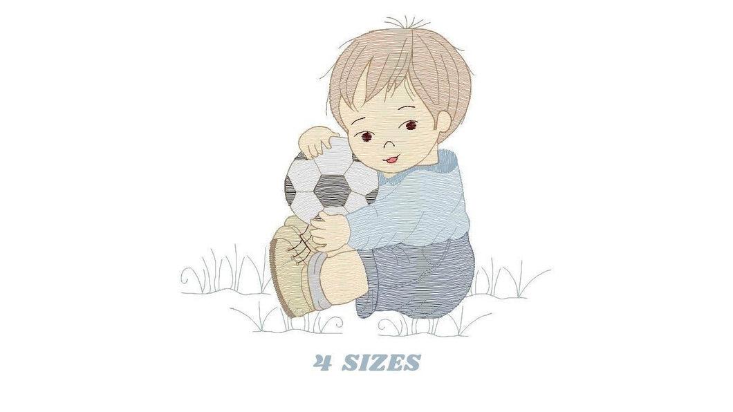 Baby boy embroidery designs - Soccer embroidery design machine embroidery file - Boy with ball embroidery - Soccer player instant download