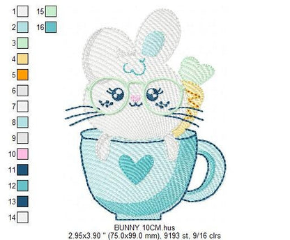 Easter Bunny embroidery design - Rabbit embroidery designs machine embroidery pattern - Baby girl embroidery file - Rabbit mug embroidery Marcia Embroidery