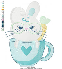 Cargar imagen en el visor de la galería, Easter Bunny embroidery design - Rabbit embroidery designs machine embroidery pattern - Baby girl embroidery file - Rabbit mug embroidery
