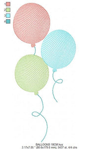 Balloon embroidery design - Birthday embroidery designs machine embroidery pattern - Baby shower embroidery file - Balloon Birthday arty