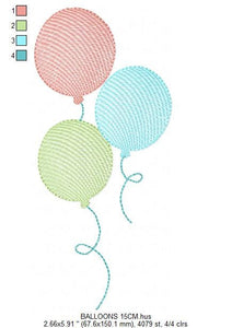 Balloon embroidery design - Birthday embroidery designs machine embroidery pattern - Baby shower embroidery file - Balloon Birthday arty