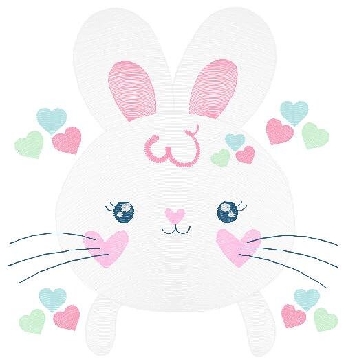 Bunny face embroidery design - Rabbit embroidery designs machine embroidery pattern - baby girl embroidery file - Easter Bunny download pes Marcia Embroidery
