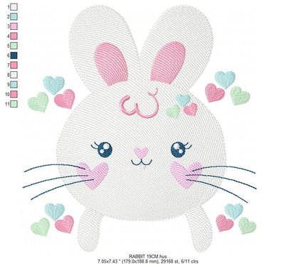 Bunny face embroidery design - Rabbit embroidery designs machine embroidery pattern - baby girl embroidery file - Easter Bunny download pes Marcia Embroidery