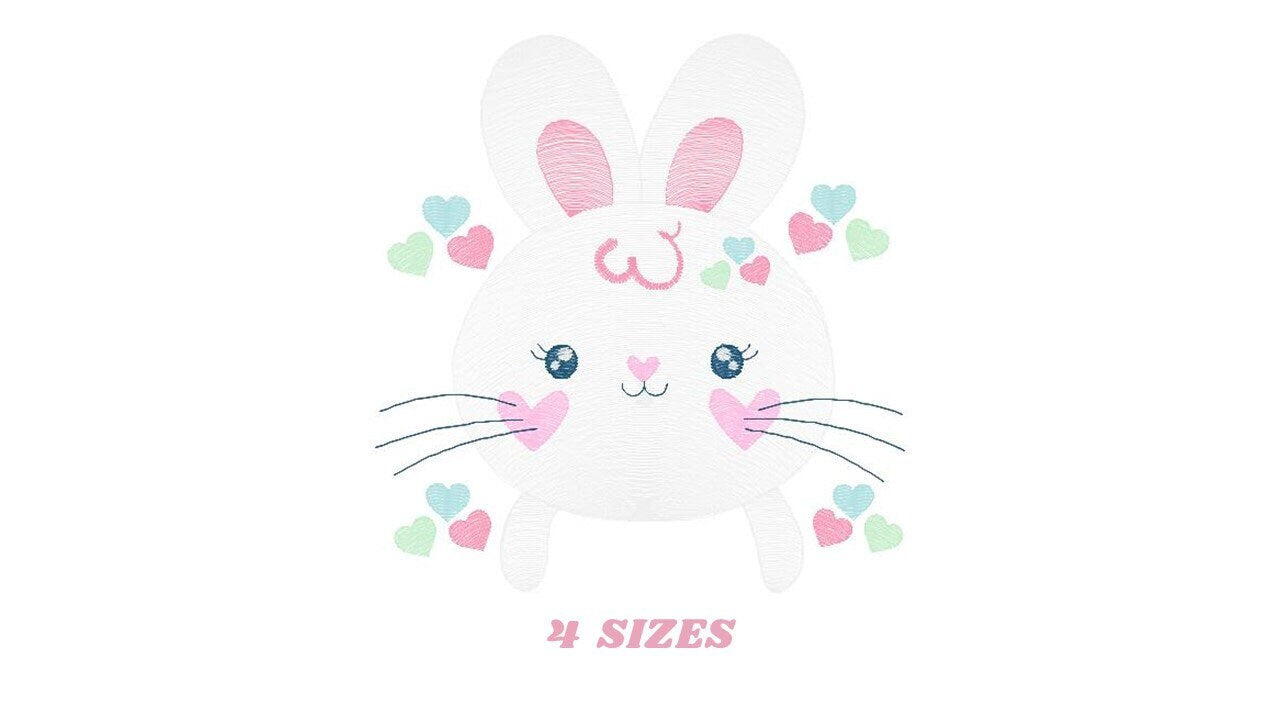 Bunny face embroidery design - Rabbit embroidery designs machine embroidery pattern - baby girl embroidery file - Easter Bunny download pes Marcia Embroidery