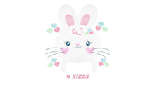 Laden Sie das Bild in den Galerie-Viewer, Bunny face embroidery design - Rabbit embroidery designs machine embroidery pattern - baby girl embroidery file - Easter Bunny download pes
