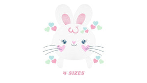 Bunny face embroidery design - Rabbit embroidery designs machine embroidery pattern - baby girl embroidery file - Easter Bunny download pes