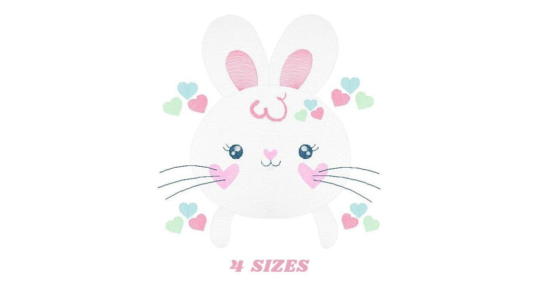 Bunny face embroidery design - Rabbit embroidery designs machine embroidery pattern - baby girl embroidery file - Easter Bunny download pes