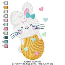 Charger l&#39;image dans la galerie, Easter Bunny embroidery design - Easter Egg embroidery designs machine embroidery pattern - Baby girl embroidery file - Rabbit embroidery
