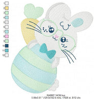 Cargar imagen en el visor de la galería, Easter Bunny embroidery design - Easter Egg embroidery designs machine embroidery pattern - Baby girl embroidery file - Rabbit embroidery
