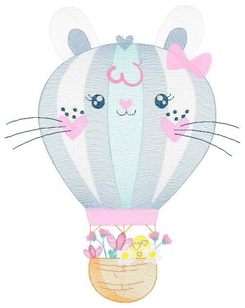 Balloon embroidery designs - Hot air balloon embroidery design machine embroidery pattern - Rabbit ears embroidery file - instant download - Marcia Embroidery