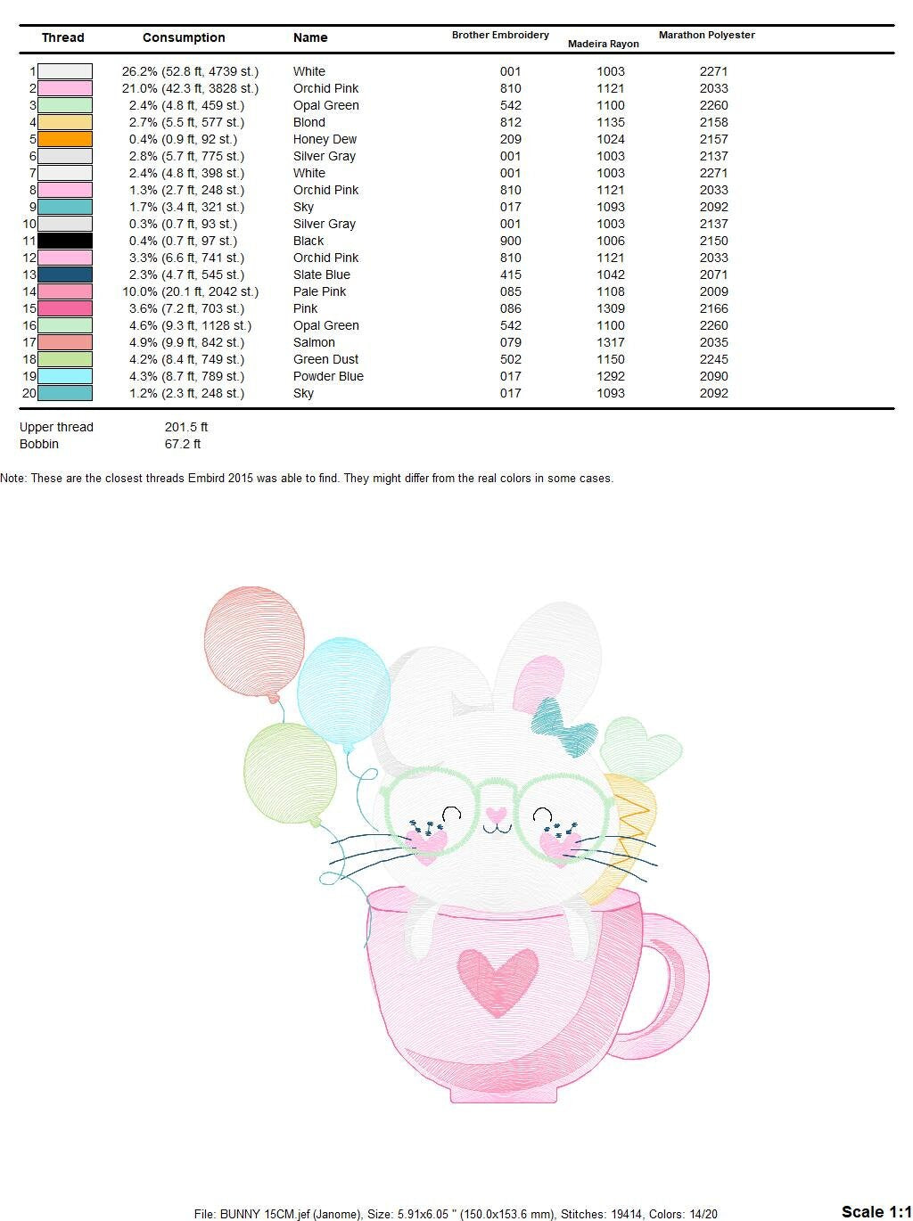 Easter Bunny embroidery design - Rabbit embroidery designs machine embroidery pattern - Baby girl embroidery file - Rabbit with balloons jef - Marcia Embroidery