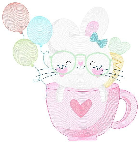 Easter Bunny embroidery design - Rabbit embroidery designs machine embroidery pattern - Baby girl embroidery file - Rabbit with balloons jef - Marcia Embroidery