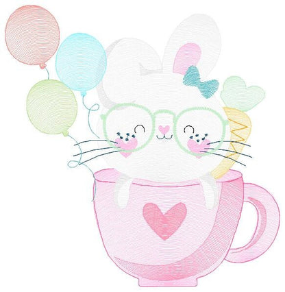 Easter Bunny embroidery design - Rabbit embroidery designs machine embroidery pattern - Baby girl embroidery file - Rabbit with balloons jef - Marcia Embroidery