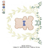 Carica l&#39;immagine nel visualizzatore di Gallery, Bear embroidery designs - Laurel embroidery design machine embroidery pattern - laurel wreath embroidery file - bear baby boy embroidery
