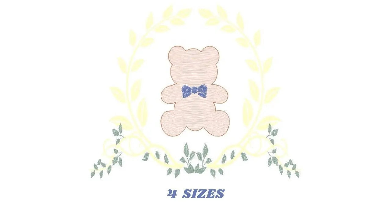 Bear embroidery designs - Laurel embroidery design machine embroidery pattern - laurel wreath embroidery file - bear baby boy embroidery Marcia Embroidery
