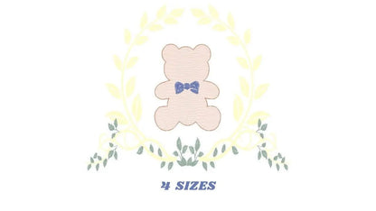 Bear embroidery designs - Laurel embroidery design machine embroidery pattern - laurel wreath embroidery file - bear baby boy embroidery Marcia Embroidery