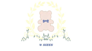 Bear embroidery designs - Laurel embroidery design machine embroidery pattern - laurel wreath embroidery file - bear baby boy embroidery