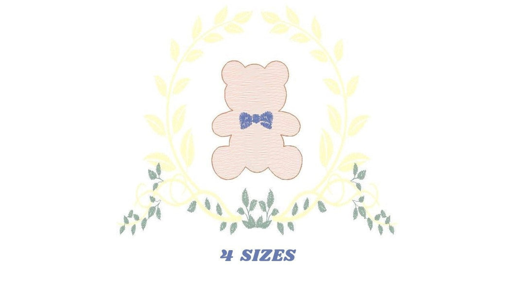 Bear embroidery designs - Laurel embroidery design machine embroidery pattern - laurel wreath embroidery file - bear baby boy embroidery