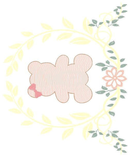 Bear embroidery designs - Laurel embroidery design machine embroidery pattern - laurel wreath embroidery file - bear baby boy embroidery - Marcia Embroidery