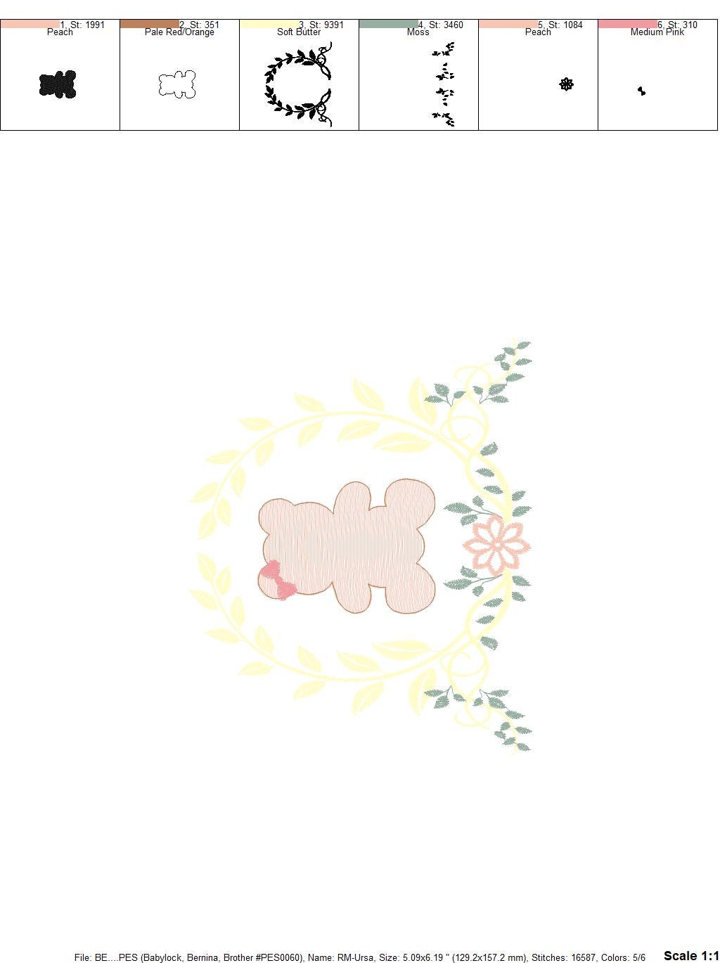 Bear embroidery designs - Laurel embroidery design machine embroidery pattern - laurel wreath embroidery file - bear baby boy embroidery - Marcia Embroidery