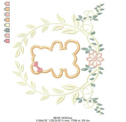 Bear embroidery designs - Laurel embroidery design machine embroidery pattern - wreath king bear applique design - baby boy embroidery file Marcia Embroidery