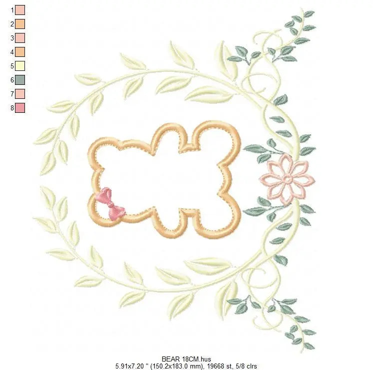 Bear embroidery designs - Laurel embroidery design machine embroidery pattern - wreath king bear applique design - baby boy embroidery file Marcia Embroidery