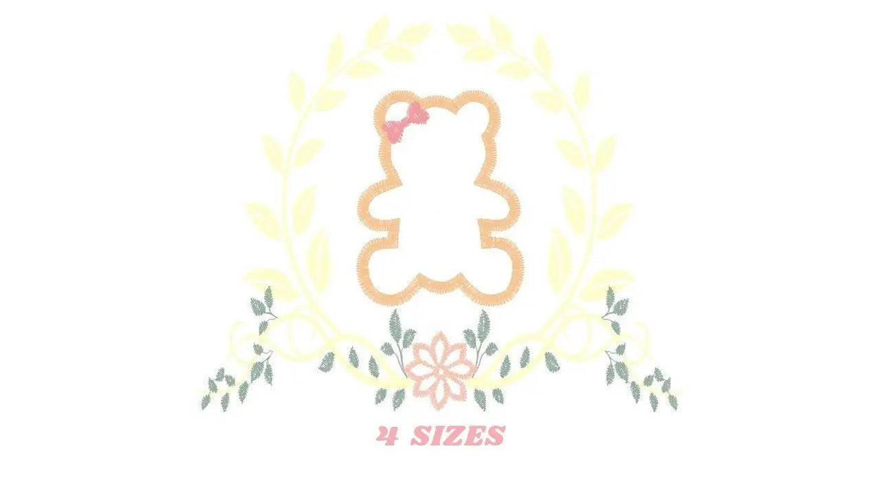 Bear embroidery designs - Laurel embroidery design machine embroidery pattern - wreath king bear applique design - baby boy embroidery file Marcia Embroidery