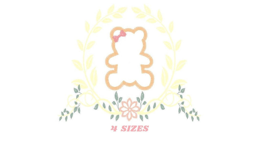 Bear embroidery designs - Laurel embroidery design machine embroidery pattern - wreath king bear applique design - baby boy embroidery file