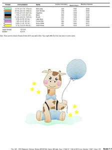 Baby Giraffe embroidery design - Animal embroidery designs machine embroidery pattern - Baby boy embroidery file - giraffe with balloons pes