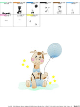 Carica l&#39;immagine nel visualizzatore di Gallery, Baby Giraffe embroidery design - Animal embroidery designs machine embroidery pattern - Baby boy embroidery file - giraffe with balloons pes
