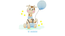 Carica l&#39;immagine nel visualizzatore di Gallery, Baby Giraffe embroidery design - Animal embroidery designs machine embroidery pattern - Baby boy embroidery file - giraffe with balloons pes
