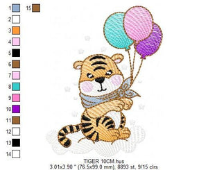 Tiger embroidery design - Animals embroidery designs machine embroidery pattern - Boy baby embroidery file - Tiger rippled design download