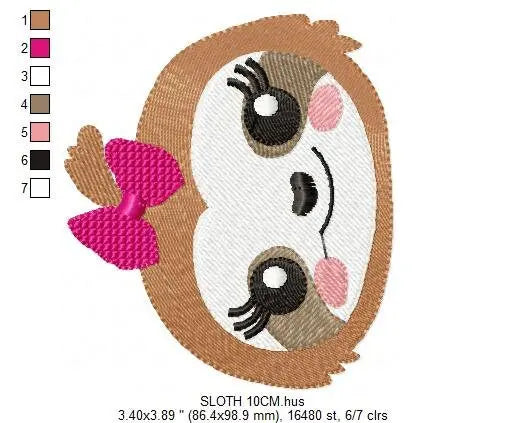 Sloth embroidery designs - Baby girl embroidery design machine embroidery pattern - Sloth with lace embroidery file - digital download pes Marcia Embroidery